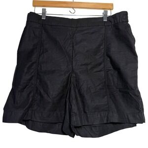 Lane Bryant Womens Black Textured Elastic Waist Shorts Size 14 16 Tencel Spandex